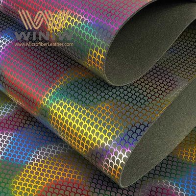 Colorful Faux Printed Laser Leather Sheets Dazzling 100 Pu Leather
