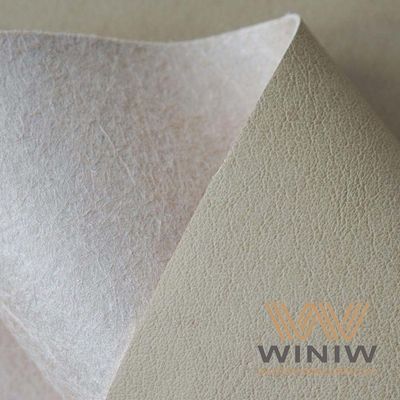 Anti Yellowing Beige Pig Grain Faux PU Leather For Shoe Lining